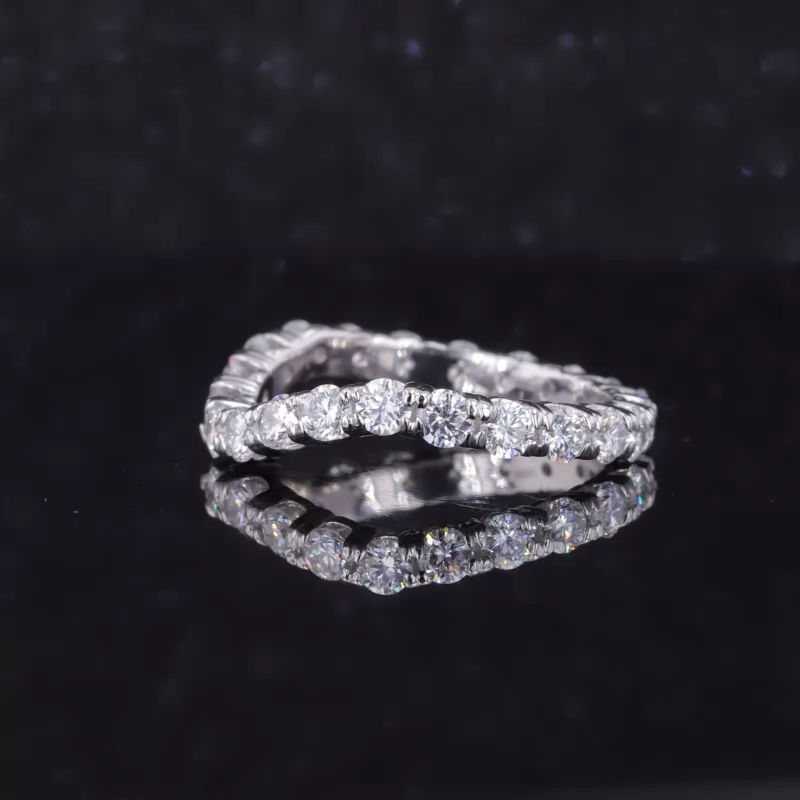 2.5mm Round Brilliant Cut Moissanite 10K White Gold Diamond Eternity Ring