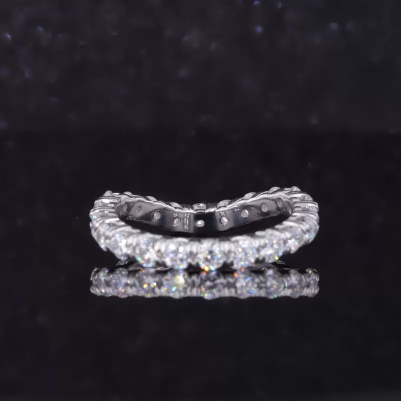 2.5mm Round Brilliant Cut Moissanite 10K White Gold Diamond Eternity Ring
