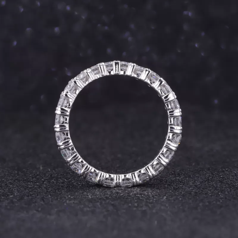 2.5mm Round Brilliant Cut Moissanite 10K White Gold Diamond Eternity Ring