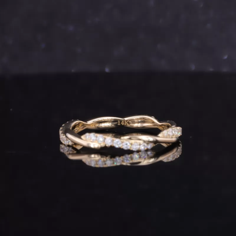 1.3mm Round Brilliant Cut Lab Grown Diamond 14K Yellow Gold Petite Twist Diamond Eternity Ring