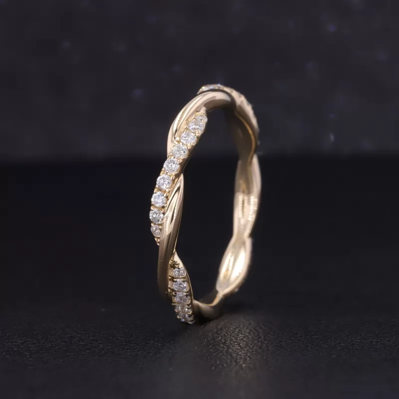 1.3mm Round Brilliant Cut Lab Grown Diamond 14K Yellow Gold Petite Twist Diamond Eternity Ring