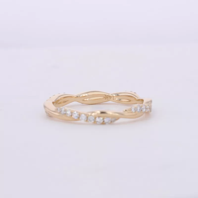 1.3mm Round Brilliant Cut Lab Grown Diamond 14K Yellow Gold Petite Twist Diamond Eternity Ring