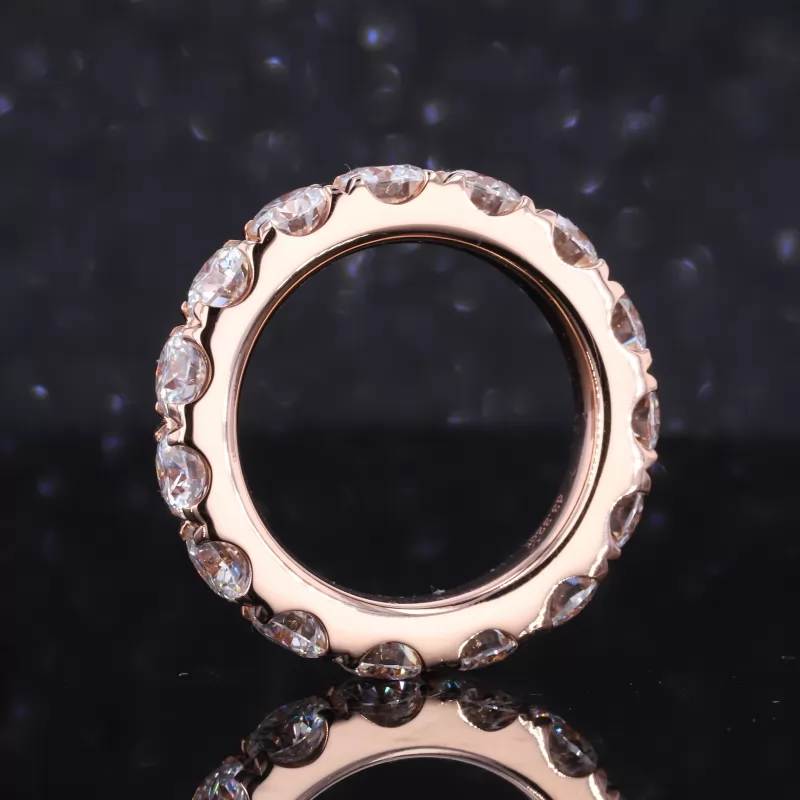 4mm Round Brilliant Cut Moissanite 14K Rose Gold Diamond Eternity Ring