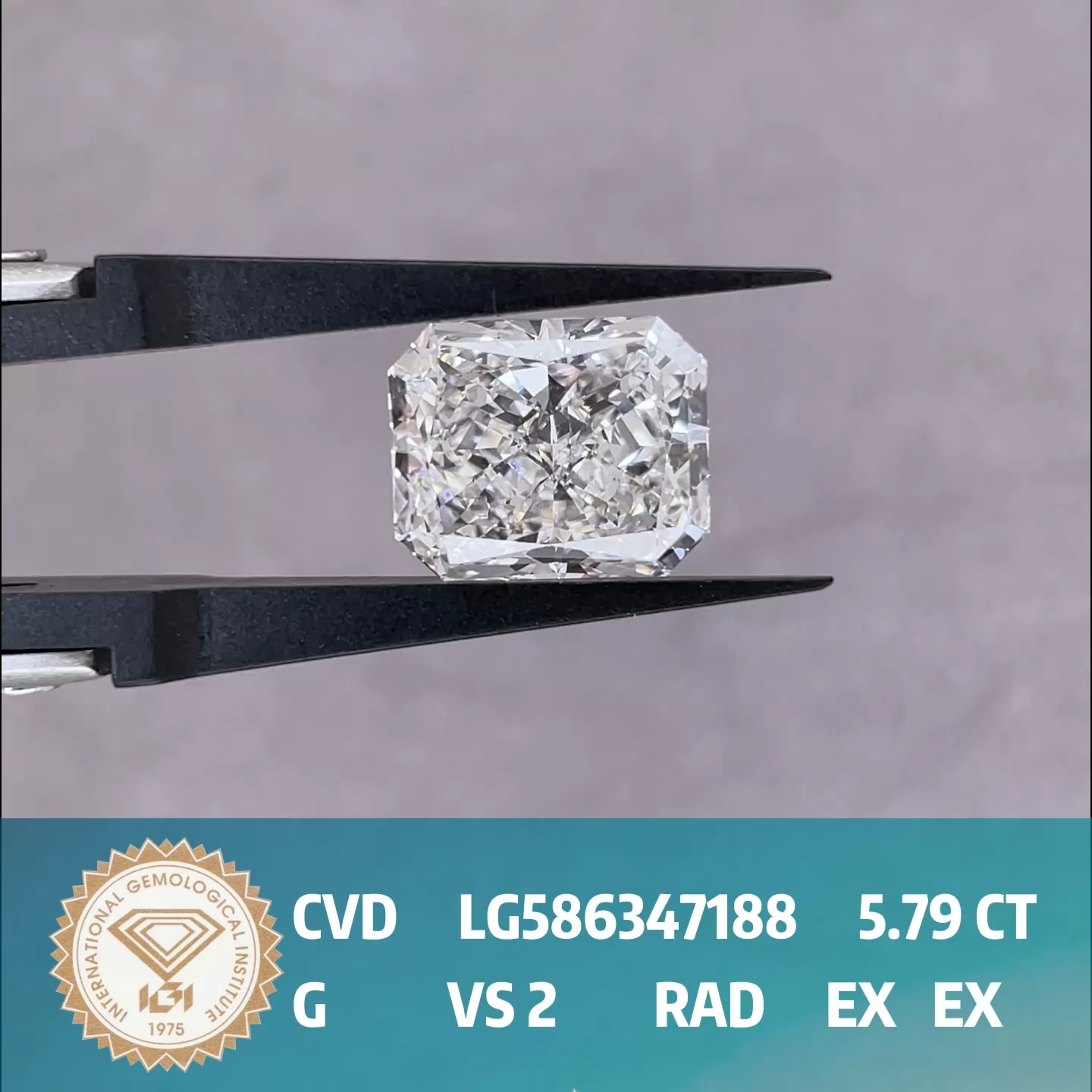 Starsgem 5.79ct G VS2 Radiant Cut IGI CVD Lab Grown Diamond