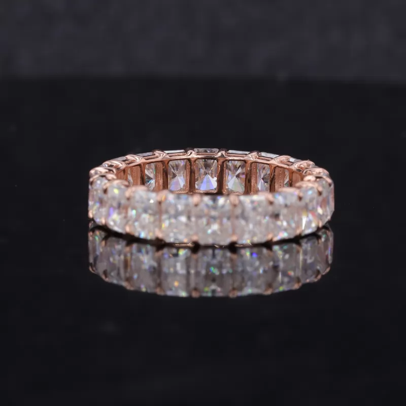 3×4mm Radiant Cut Moissanite 14K Rose Gold Diamond Eternity Ring