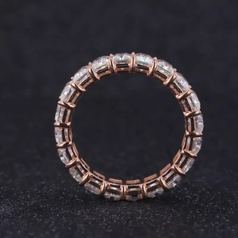 3×4mm Radiant Cut Moissanite 14K Rose Gold Diamond Eternity Ring