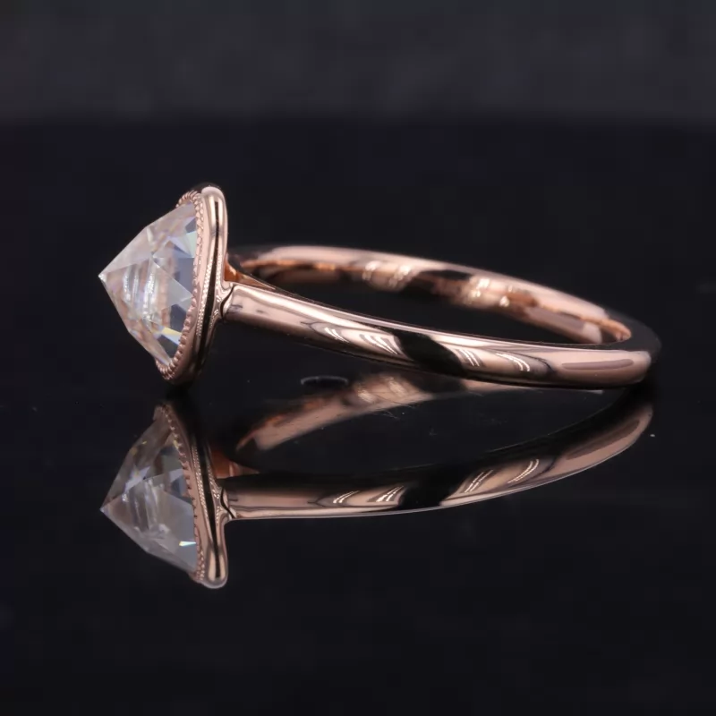 6×8mm Oval Shape Single Rose Cut Moissanite Bezel Set 9K Rose Gold Solitaire Engagement Ring