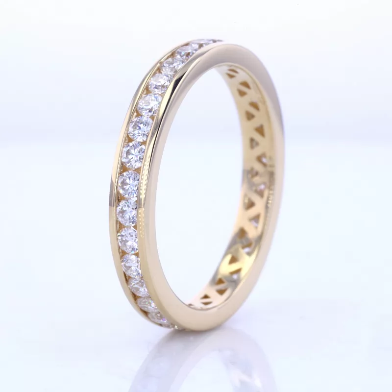 2mm Round Brilliant Cut Moissanite 10K Yellow Gold Diamond Eternity Ring