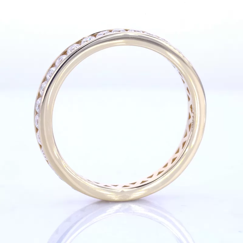 2mm Round Brilliant Cut Moissanite 10K Yellow Gold Diamond Eternity Ring