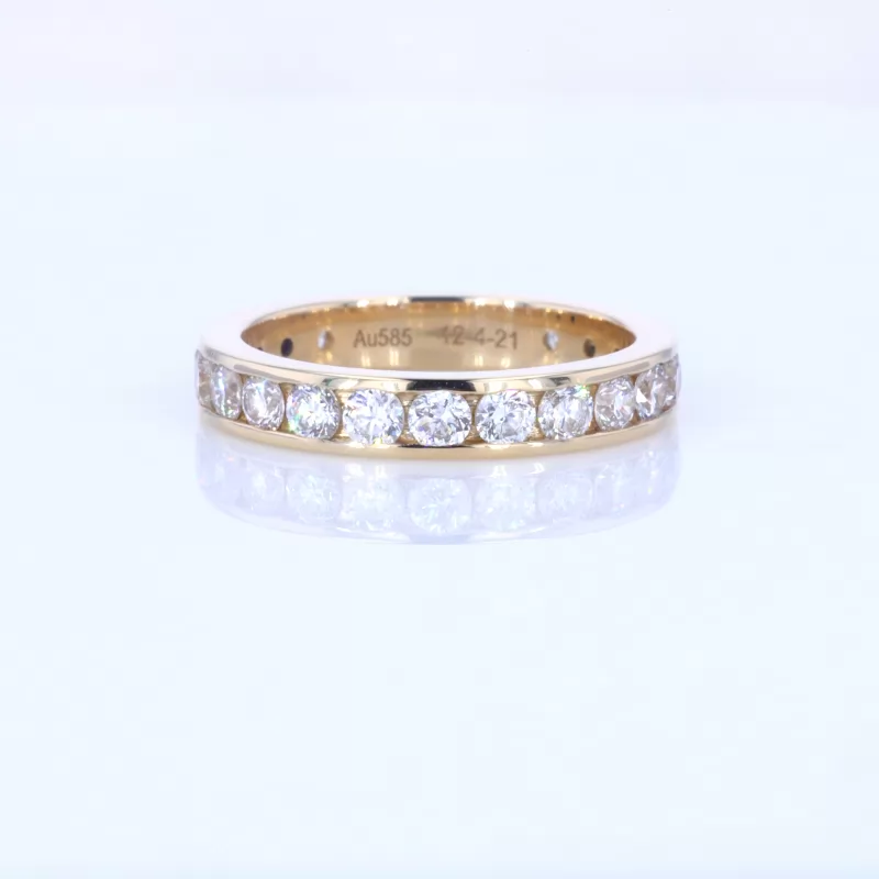 2.5mm Round Brilliant Cut Moissanite 14K Yellow Gold Diamond Eternity Ring