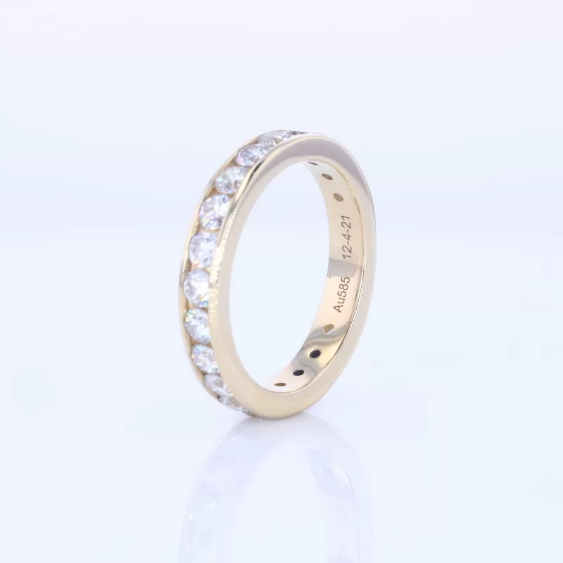 2.5mm Round Brilliant Cut Moissanite 14K Yellow Gold Diamond Eternity Ring