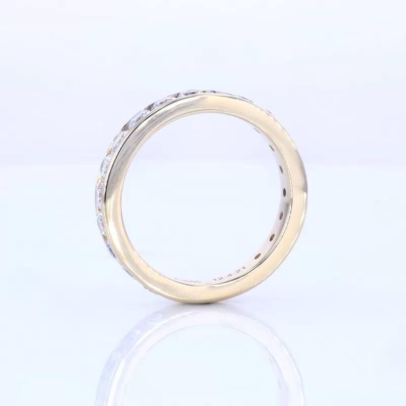 2.5mm Round Brilliant Cut Moissanite 14K Yellow Gold Diamond Eternity Ring