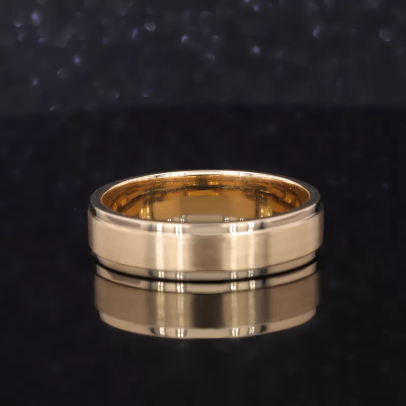 14K Yellow Gold Satin Center Ring