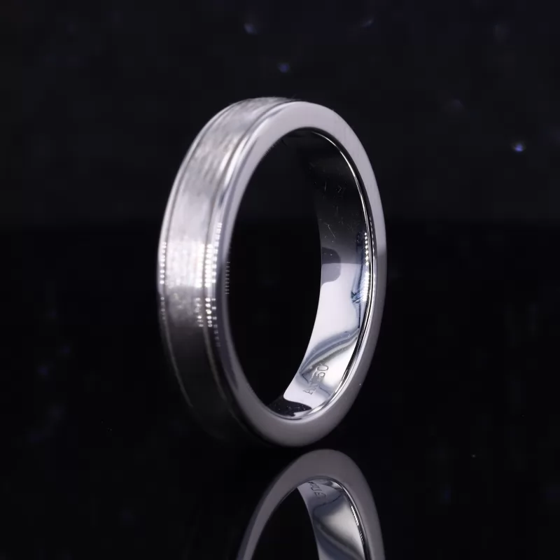 18K White Gold Satin Center Ring