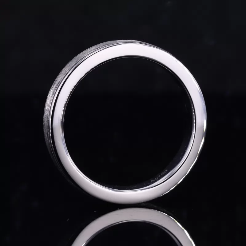 18K White Gold Satin Center Ring