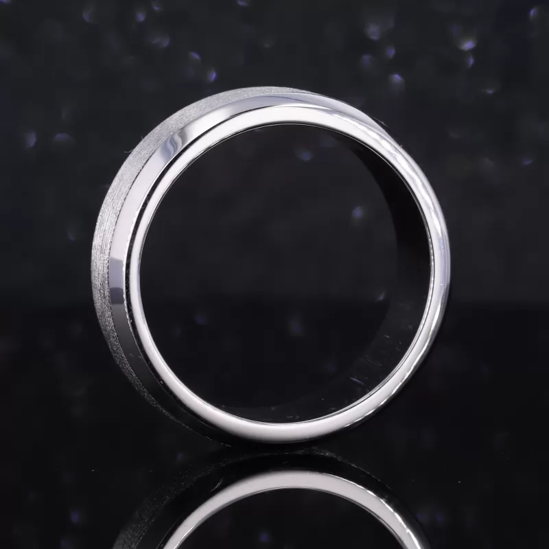 S925 Sterling Silver Satin Finish Center With Beveled Edge Comfort Fit Ring