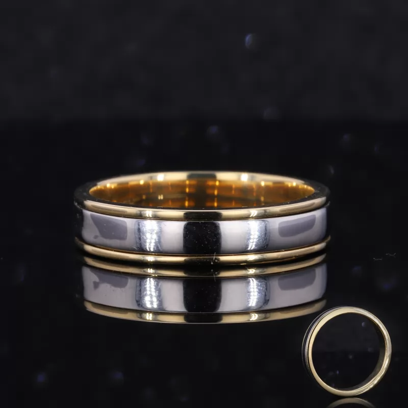 18K Yellow Gold And PT950 Satin Center Ring