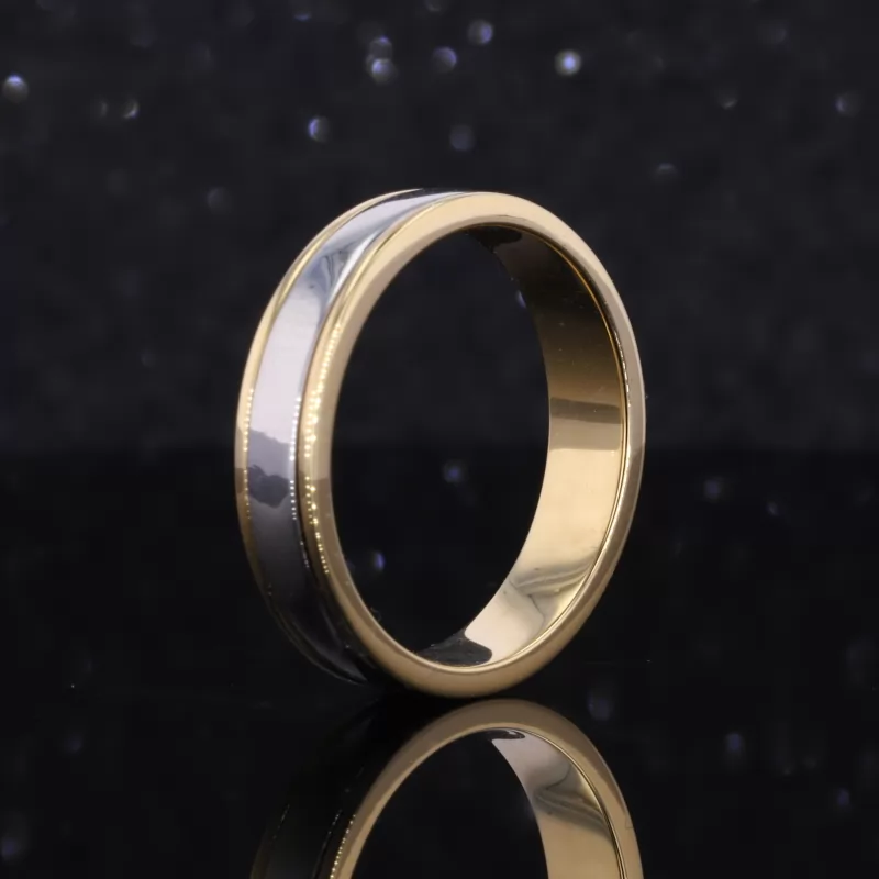 18K Yellow Gold And PT950 Satin Center Ring