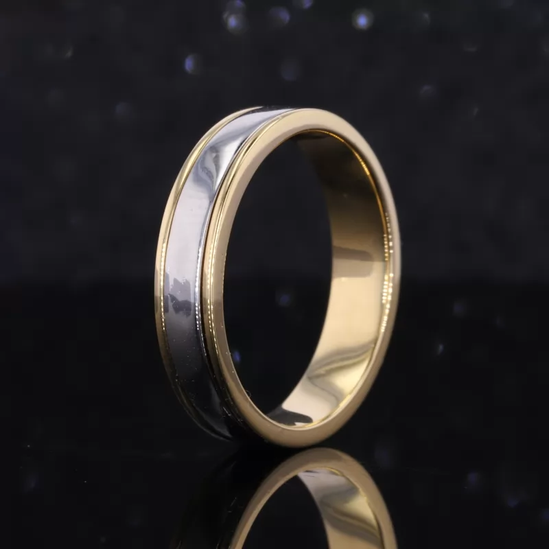 18K Yellow Gold And PT950 Satin Center Ring