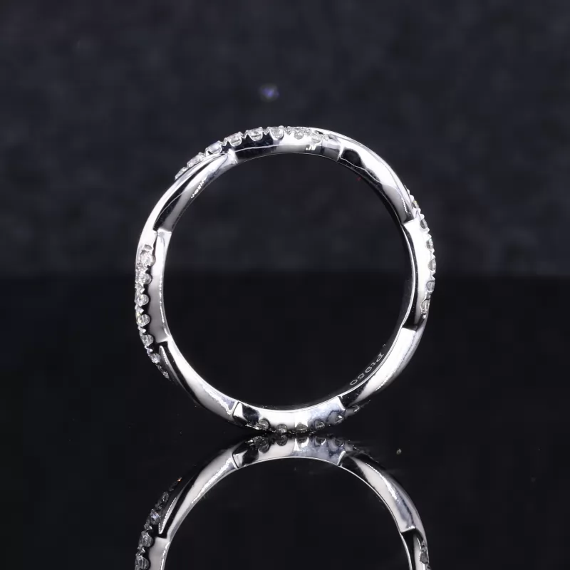 1.3mm Round Brilliant Cut Moissanite PT950 Petite Twist Diamond Eternity Ring