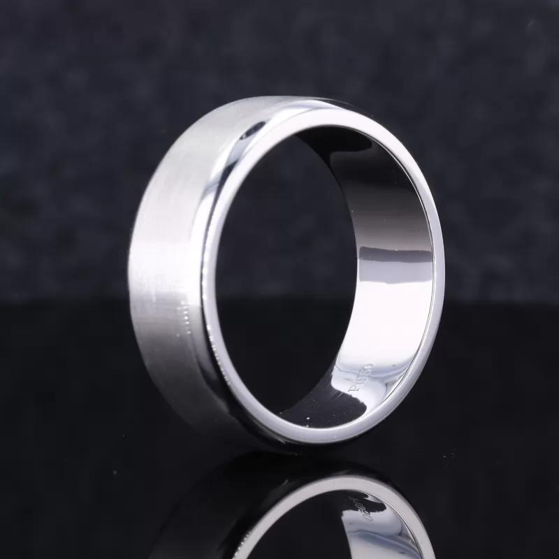 PT950 Satin Finished Beveled Edge Comfort Fit Ring