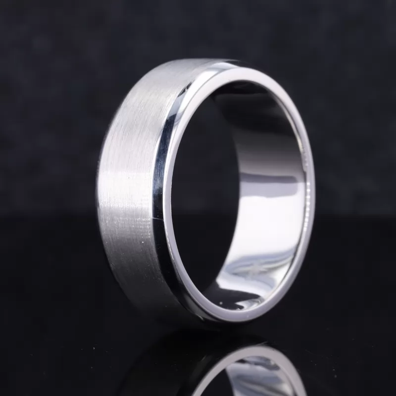 PT950 Satin Finished Beveled Edge Comfort Fit Ring