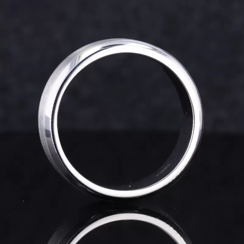 PT950 Satin Finished Beveled Edge Comfort Fit Ring