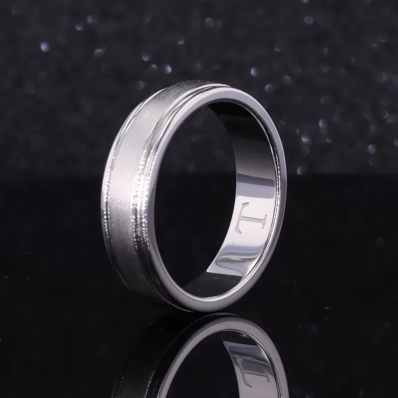 S925 Sterling Silver Satin Center Ring