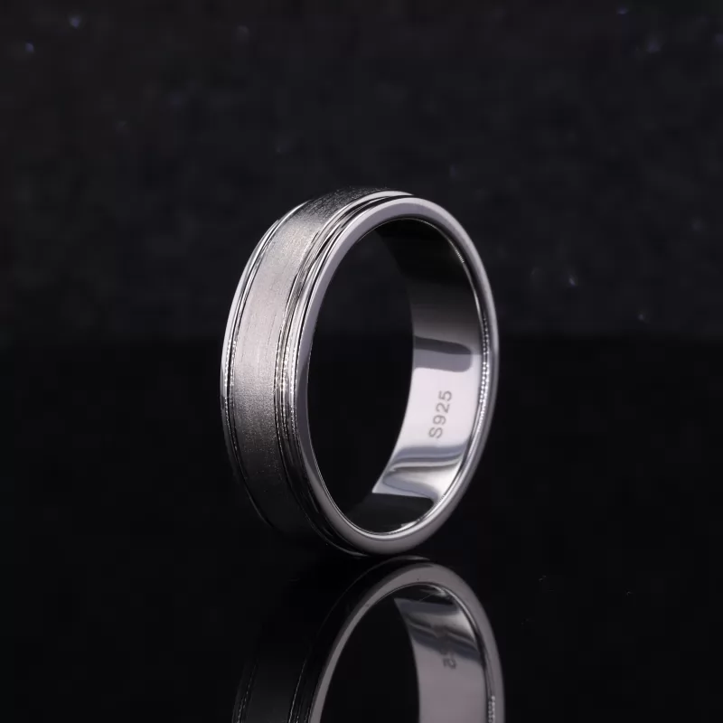 S925 Sterling Silver Satin Center Ring