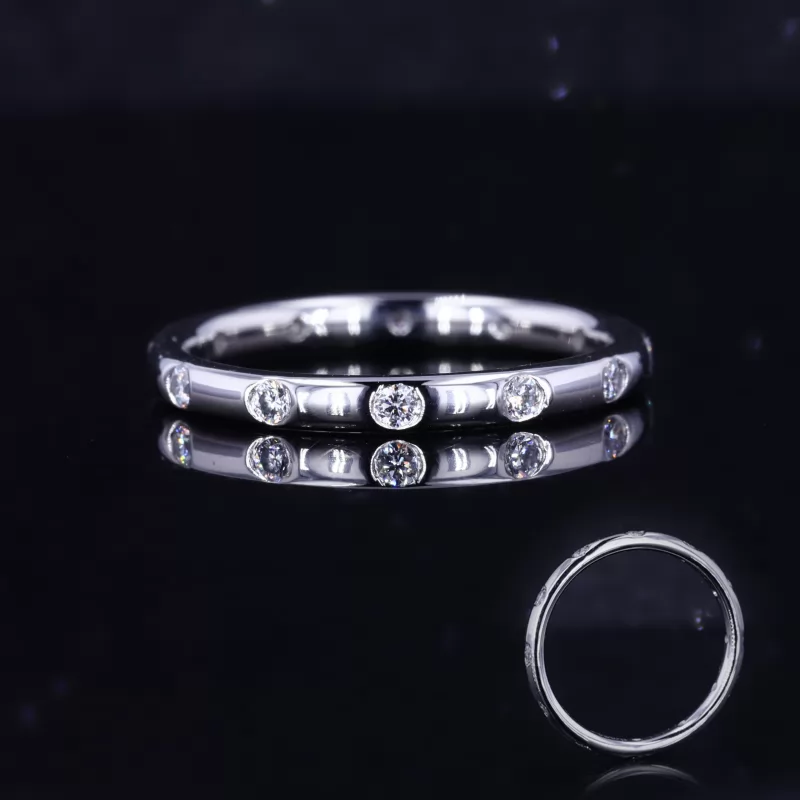 1.7mm Round Brilliant Cut Moissanite PT950 Diamond Ring