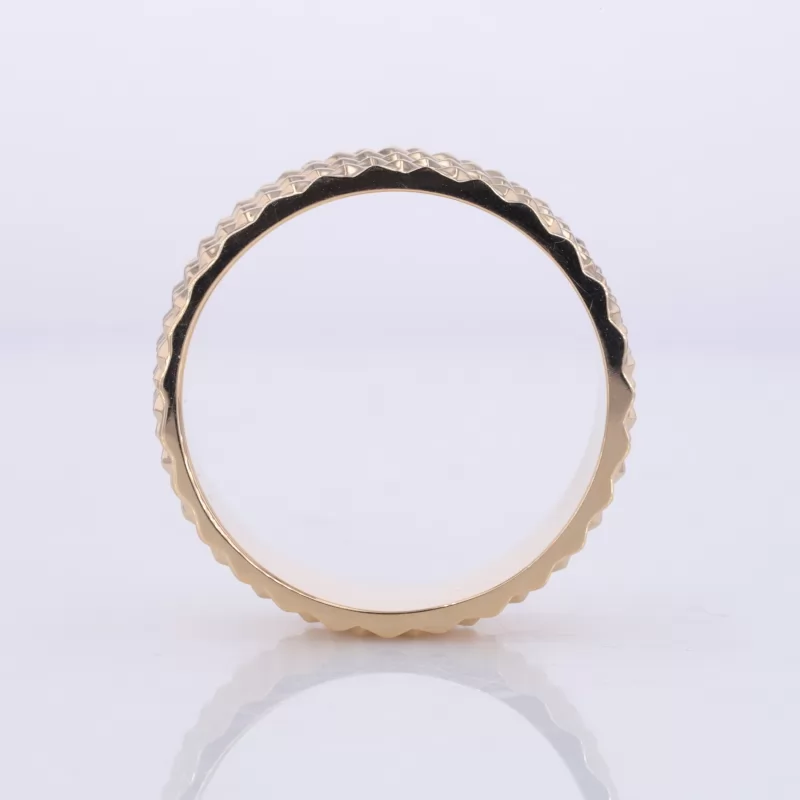 14K Yellow Gold Checker Design Band Ring