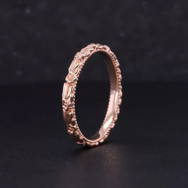 14K Yellow Gold And 10K Rose Gold Vintage Script Ring Set