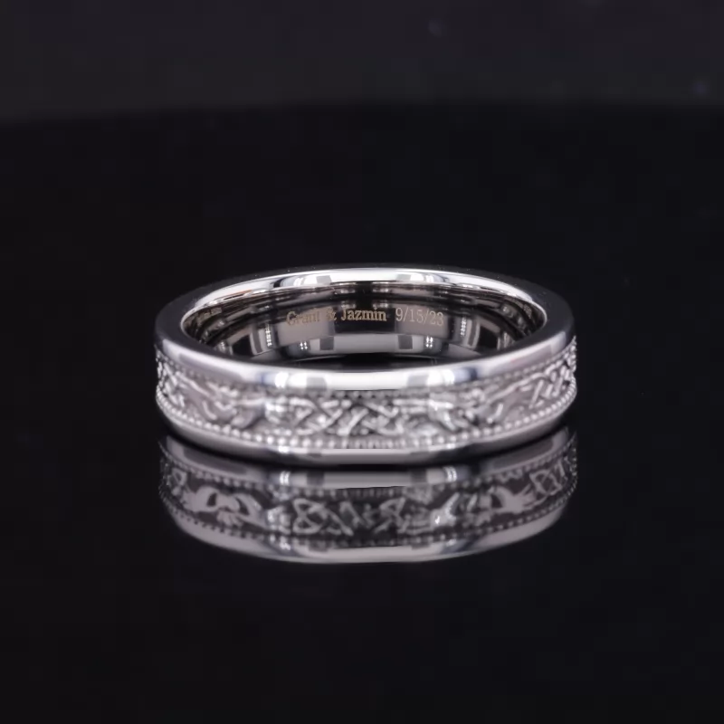 18K White Gold Vintage Script Ring