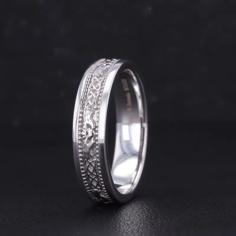 18K White Gold Vintage Script Ring