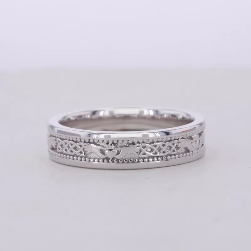 18K White Gold Vintage Script Ring