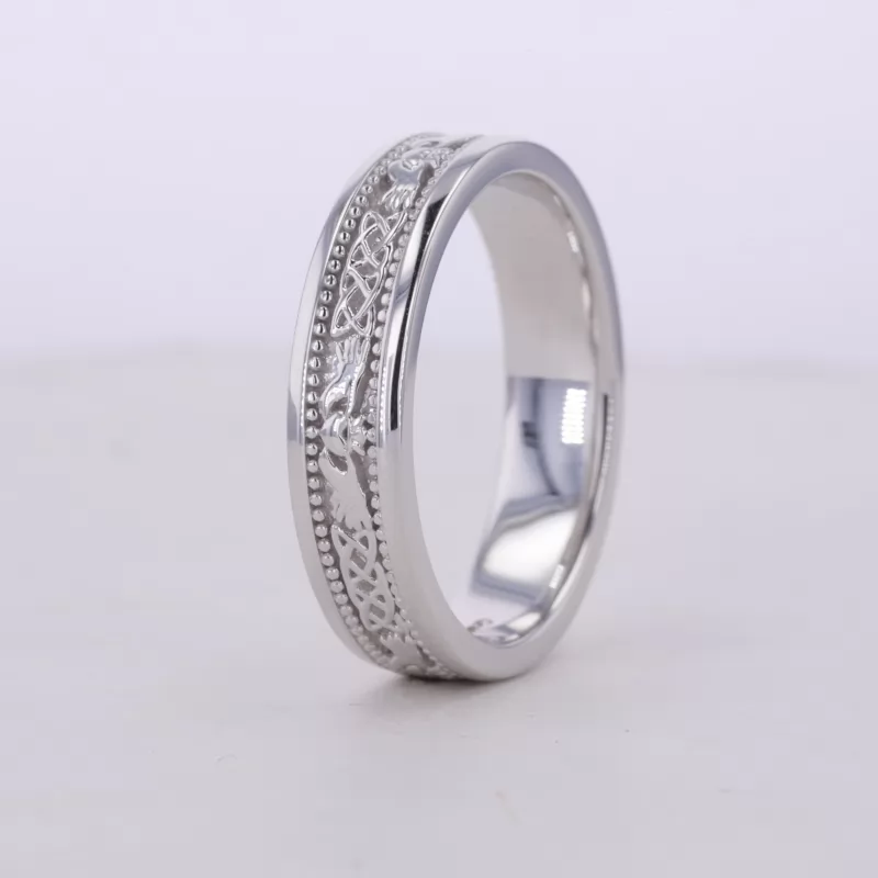 18K White Gold Vintage Script Ring