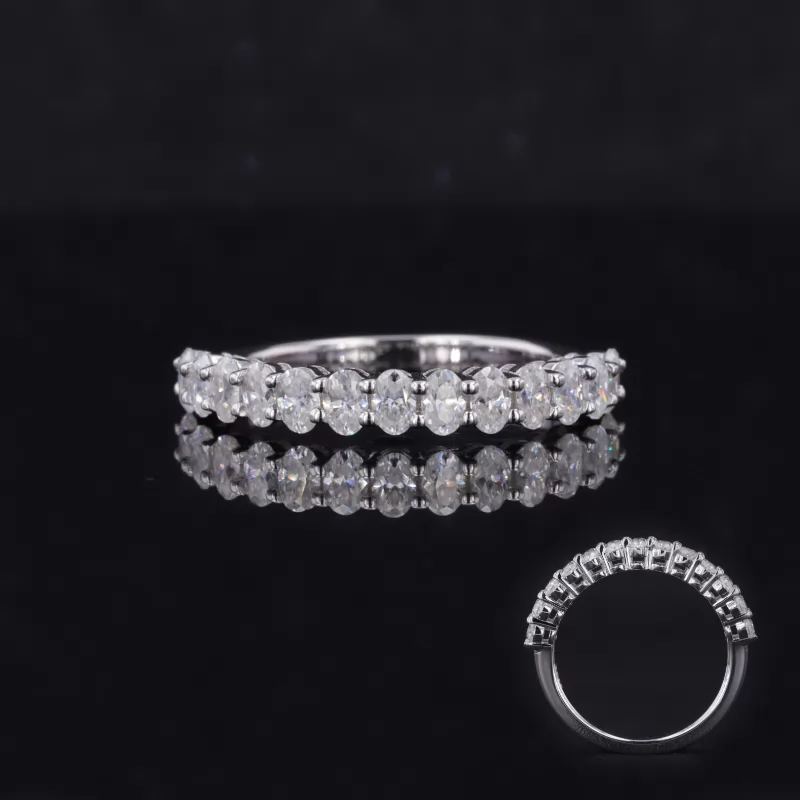 2×3mm Oval Cut Moissanite S925 Sterling Silver Thirteen Stone Diamond Ring