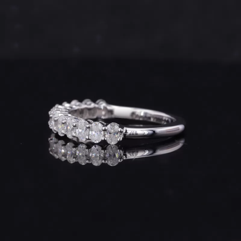 2×3mm Oval Cut Moissanite S925 Sterling Silver Thirteen Stone Diamond Ring