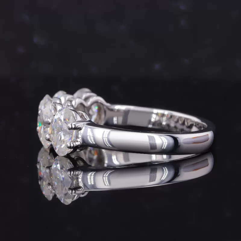 5×7mm Oval Cut Moissanite 14K White Gold Five Stone Diamond Ring