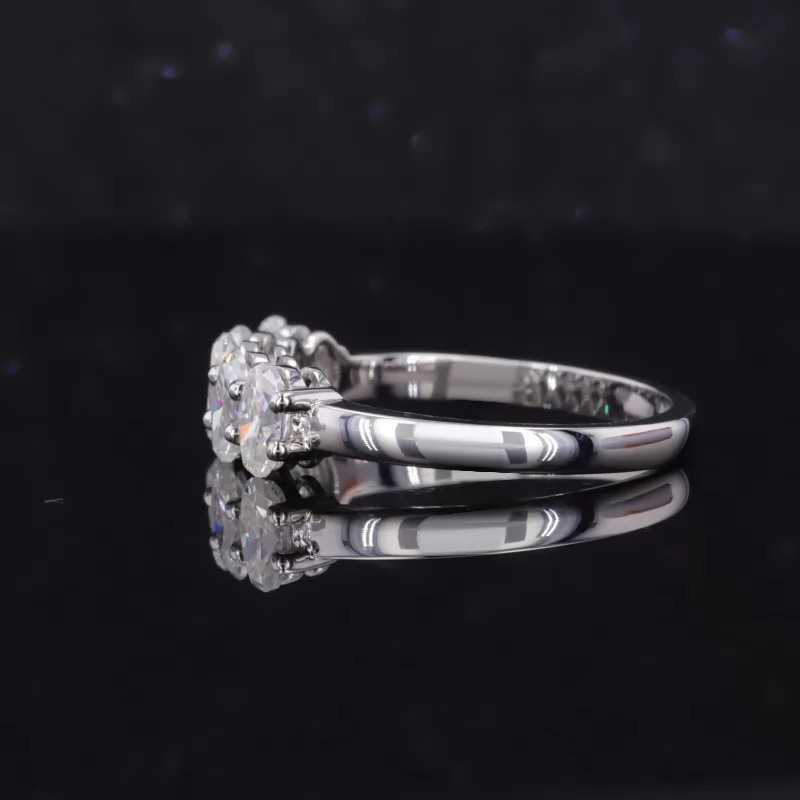 3×5mm Oval Cut Moissanite PT950 Five Stone Diamond Ring