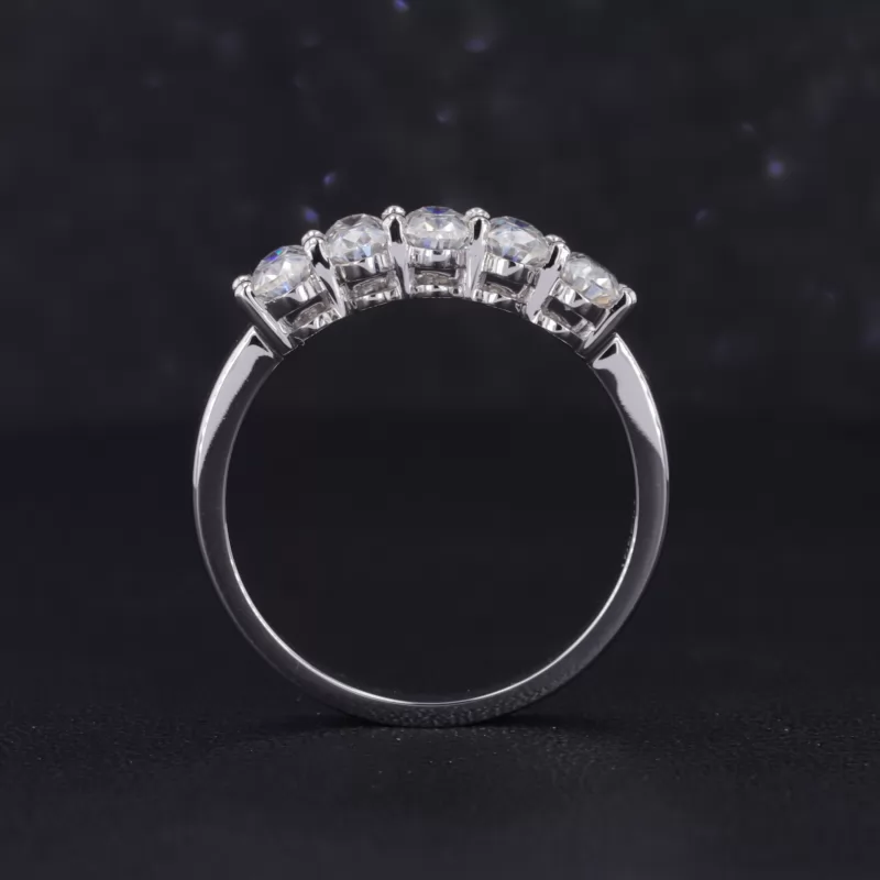 3×5mm Oval Cut Moissanite PT950 Five Stone Diamond Ring