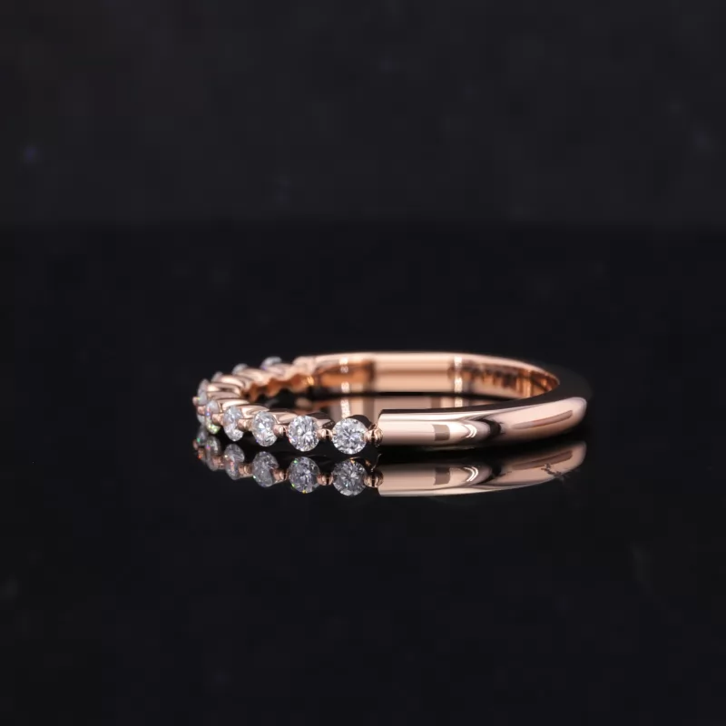 1.8mm Round Brilliant Cut Moissanite 18K Rose Gold Ten Stone Diamond Ring