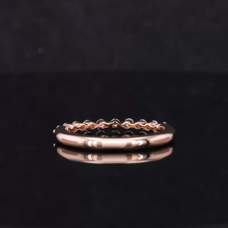 1.8mm Round Brilliant Cut Moissanite 18K Rose Gold Ten Stone Diamond Ring