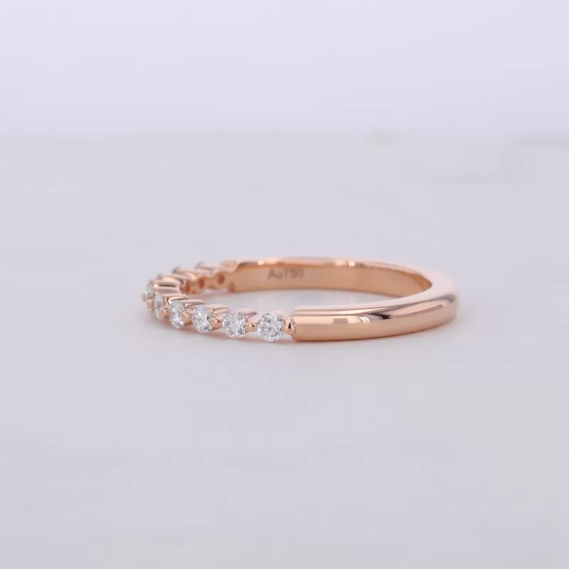 1.8mm Round Brilliant Cut Moissanite 18K Rose Gold Ten Stone Diamond Ring