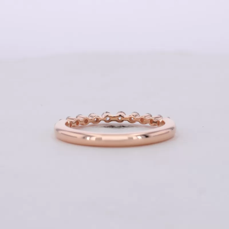 1.8mm Round Brilliant Cut Moissanite 18K Rose Gold Ten Stone Diamond Ring