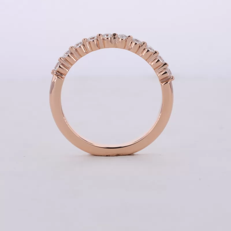 1.8mm Round Brilliant Cut Moissanite 18K Rose Gold Ten Stone Diamond Ring