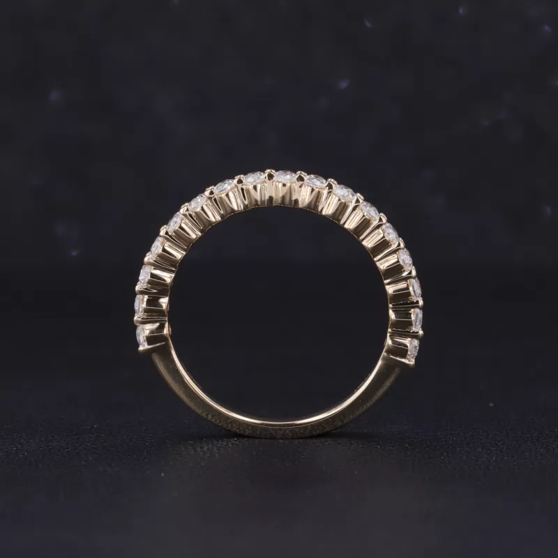 2×3mm Oval Cut Moissanite 14K Yellow Gold Seventeen Stone Diamond Ring
