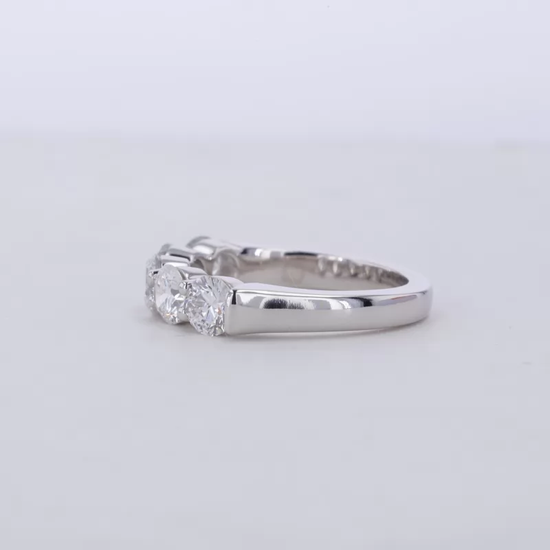 4mm Round Brilliant Cut Moissanite 10K White Gold Five Stone Diamond Ring