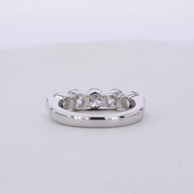 4mm Round Brilliant Cut Moissanite 10K White Gold Five Stone Diamond Ring