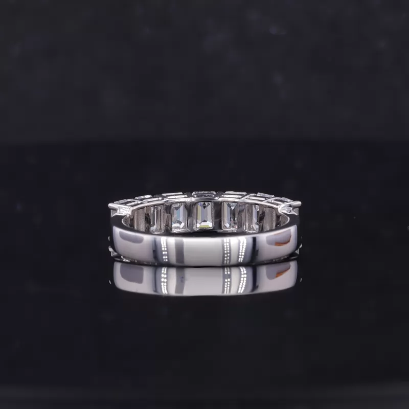 3×4mm Octagon Emerald Cut Moissanite 18K White Gold Seven Stone Diamond Ring